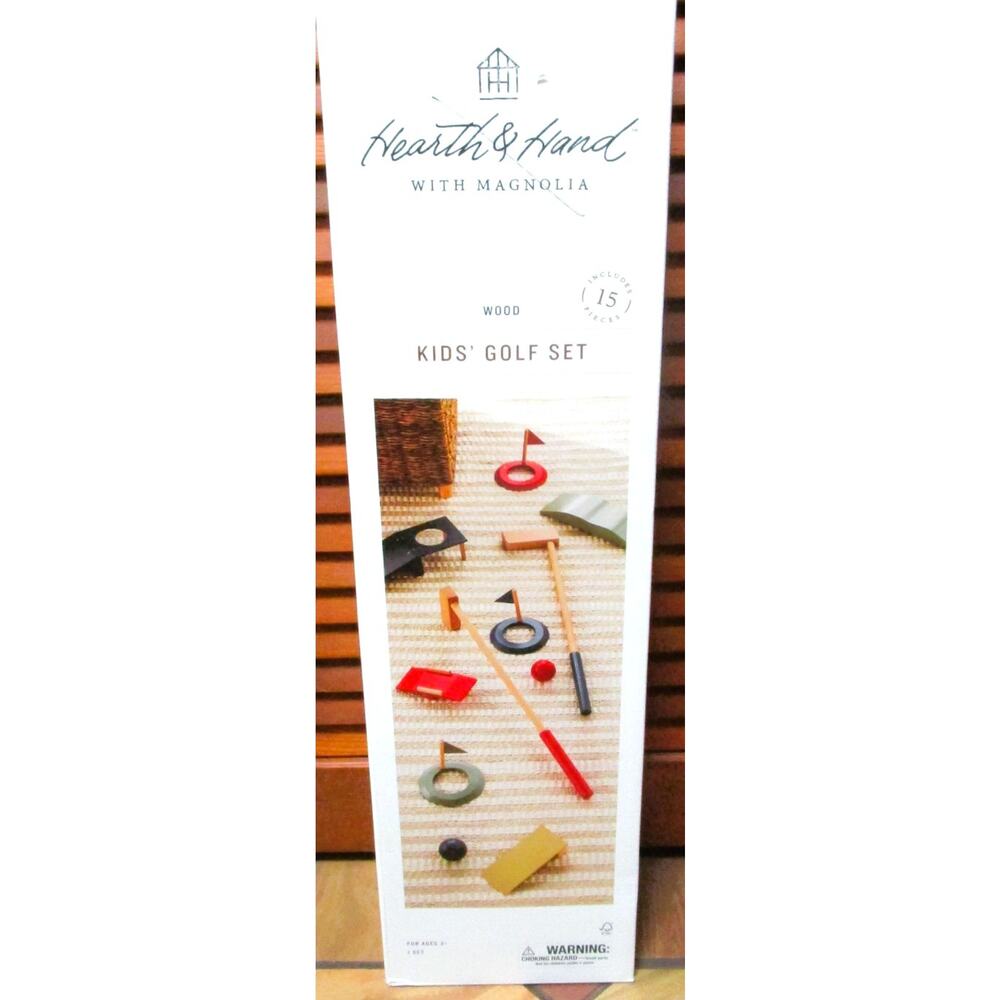 Kids Wooden Golf Set by Hearth & Hand Indoor Play Complete 15‑Piece Set Ages 3+
